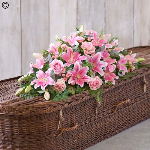  Pink Lily &amp; Rose Casket Spray