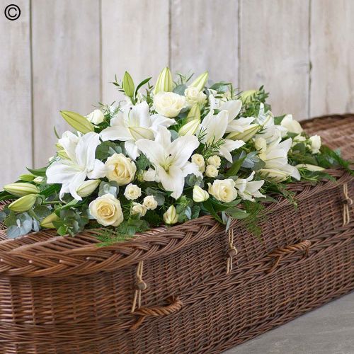 White Lily &amp; Rose Casket Spray