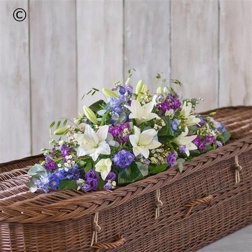 Blue &amp; White Casket Spray