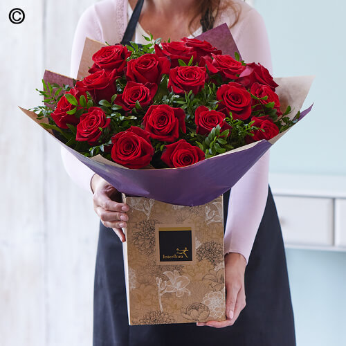 18 Red Rose Hand-tied