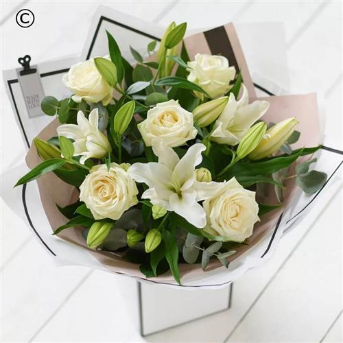 A White Rose &amp; Lily Hand Tied