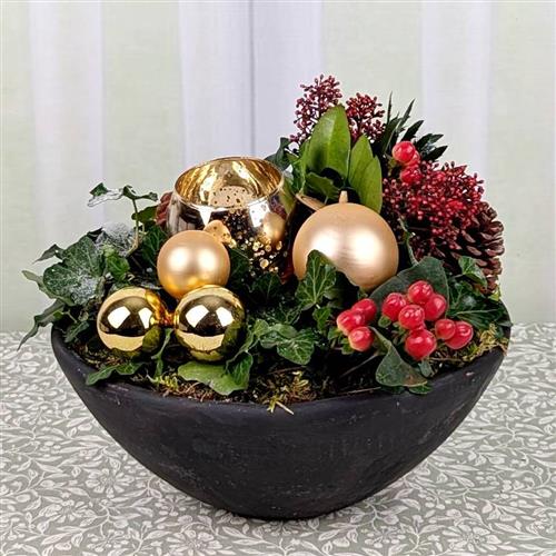 Gold Xmas Candle Bowl