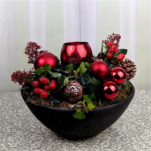 Red Xmas Candle Bowl