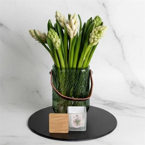 Hyacinth Glass Vase &amp; Candle